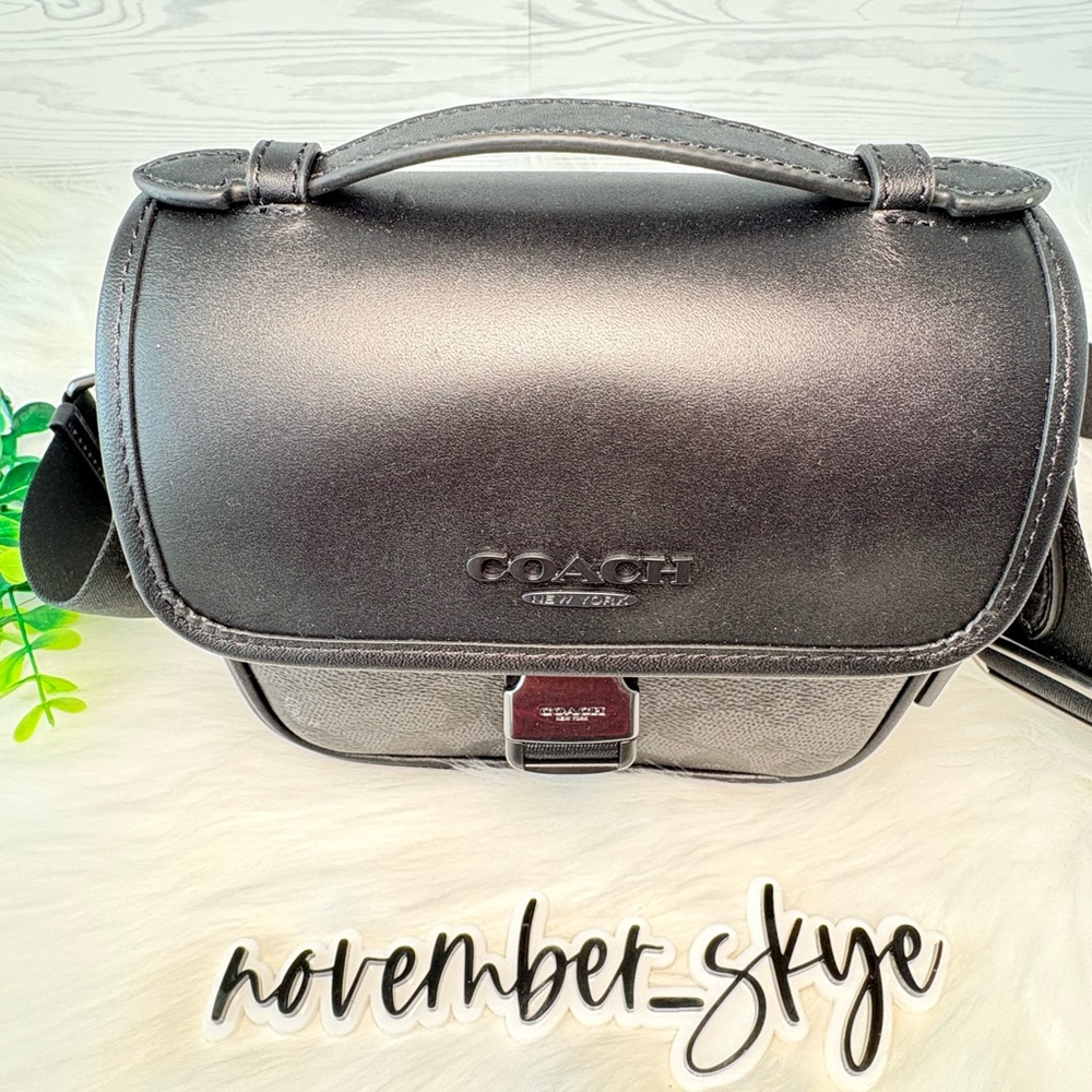 Coach Racer Gunmetal/Charcoal/Black Crossbody Bag - Picture 10 of 15
